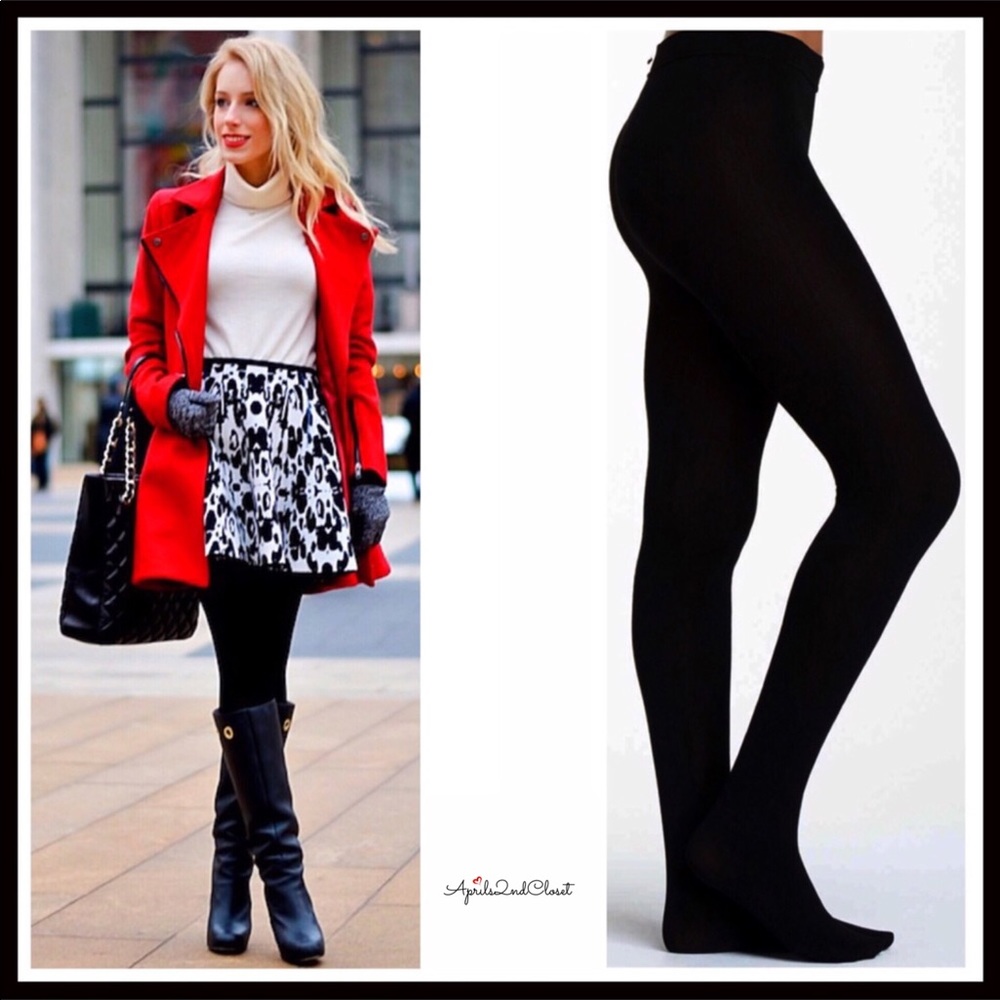 BLACK FLEECE LINED TIGHTS - Picture 1 of 8